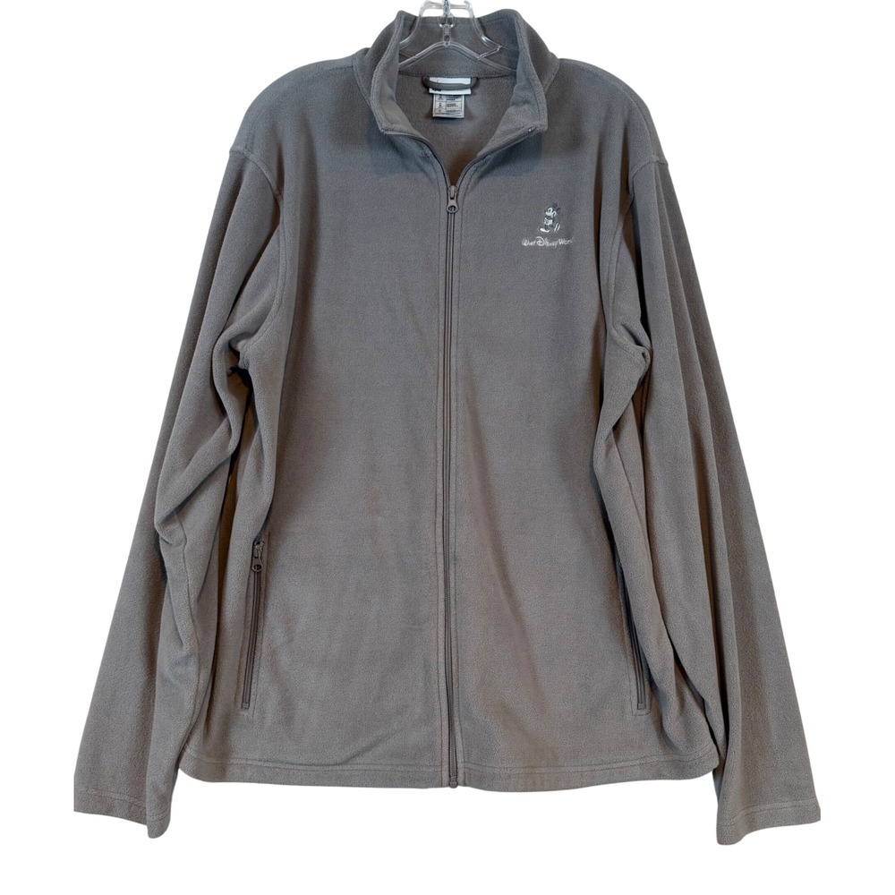 Disney Parks Walt Disney World Mickey Mouse Gray Full Zip Fleece Jacket Mens •L•